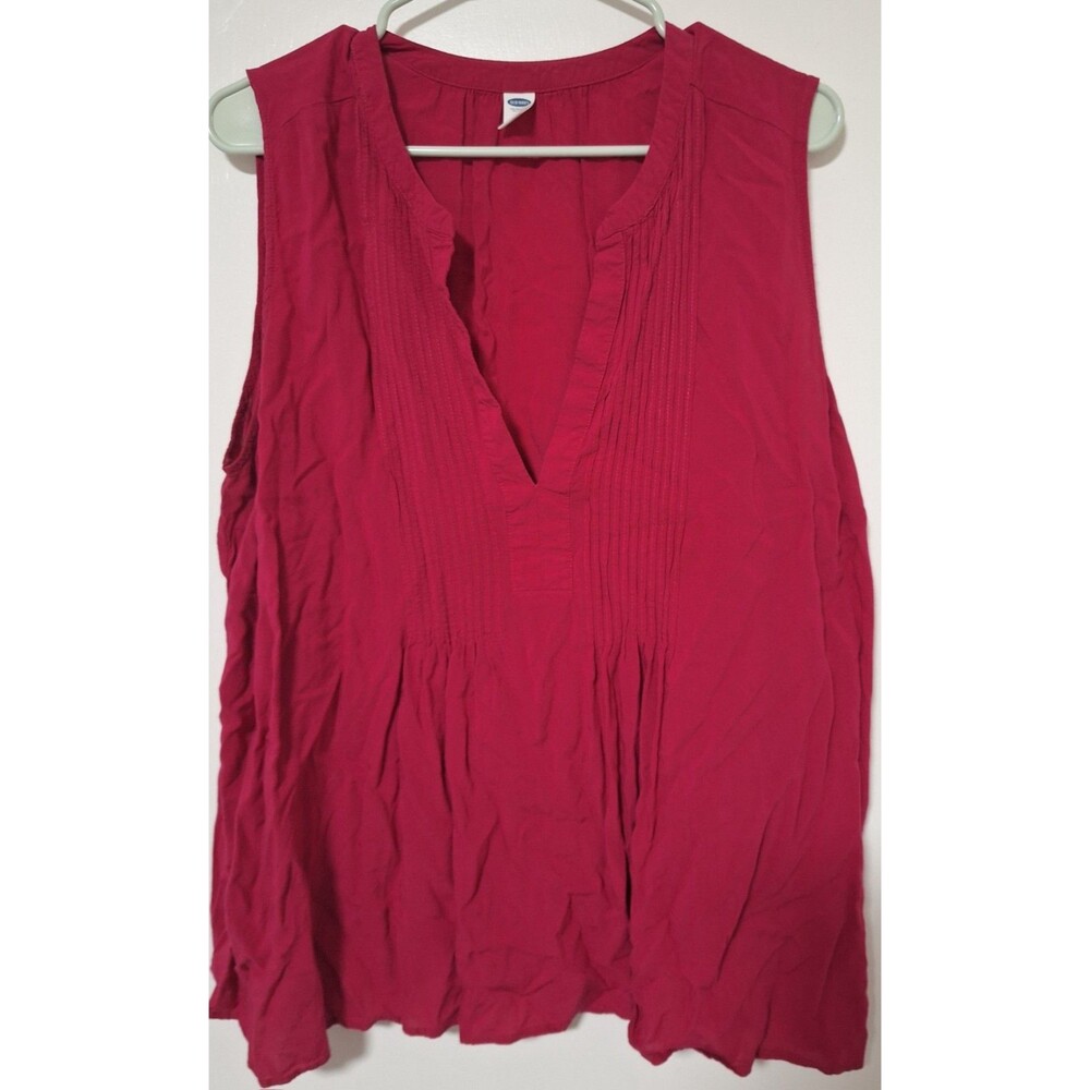 Old Navy V-Neck Tank Top XXL Sleeveless Coral Lightweight Pleats